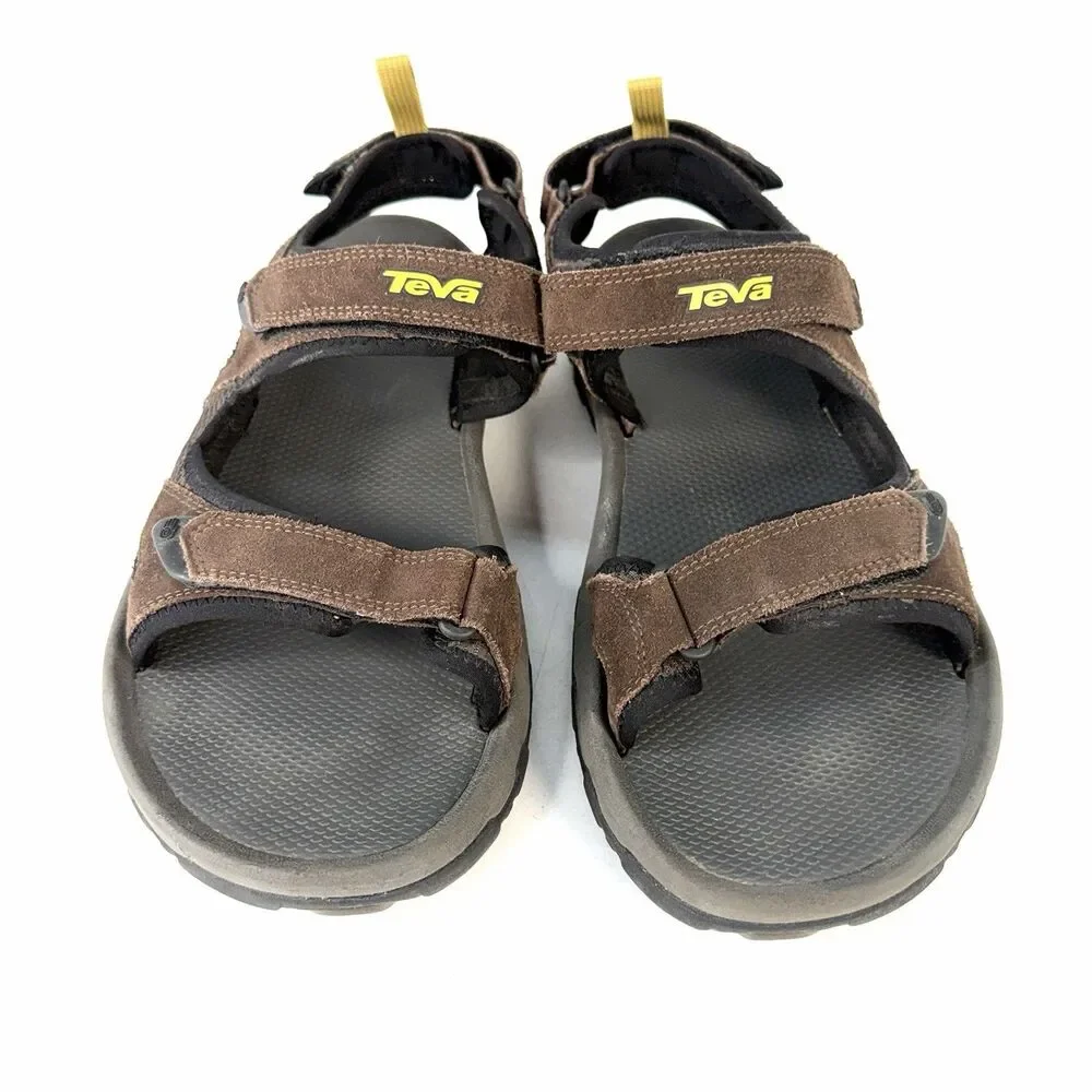 TEVA Katavi 4144 Brown Leather Water Hiking Sport Sandal Adjustable Mens Size 12